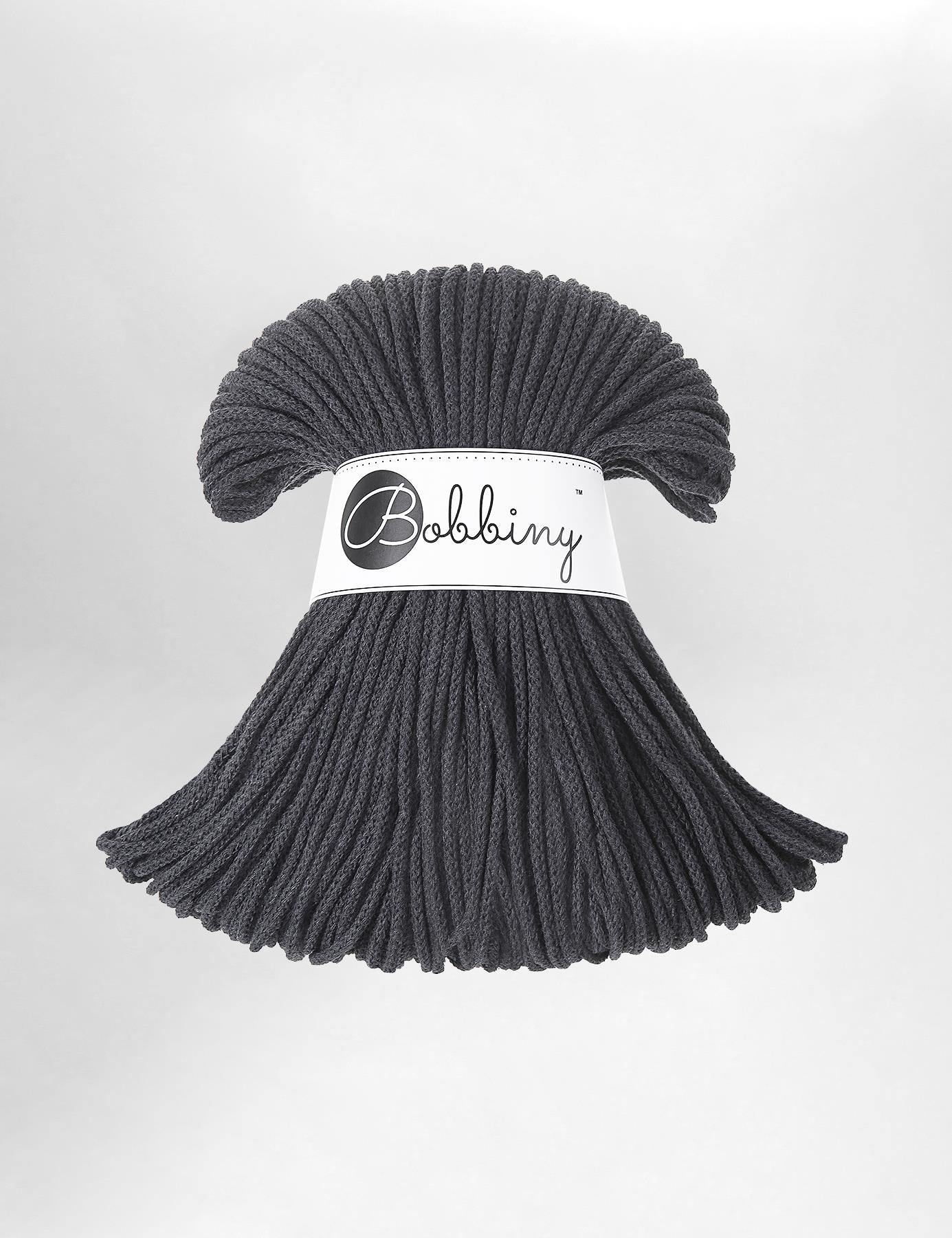 Bobbiny Charcoal 3mm Braided Macrame Cord (100m)