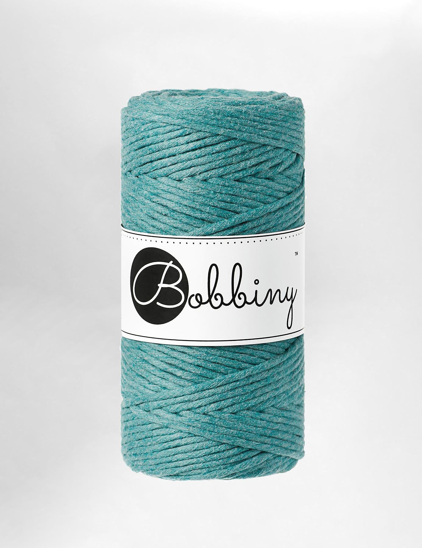 Bobbiny 3mm Teal single twist recycled cotton macrame cord (100m)