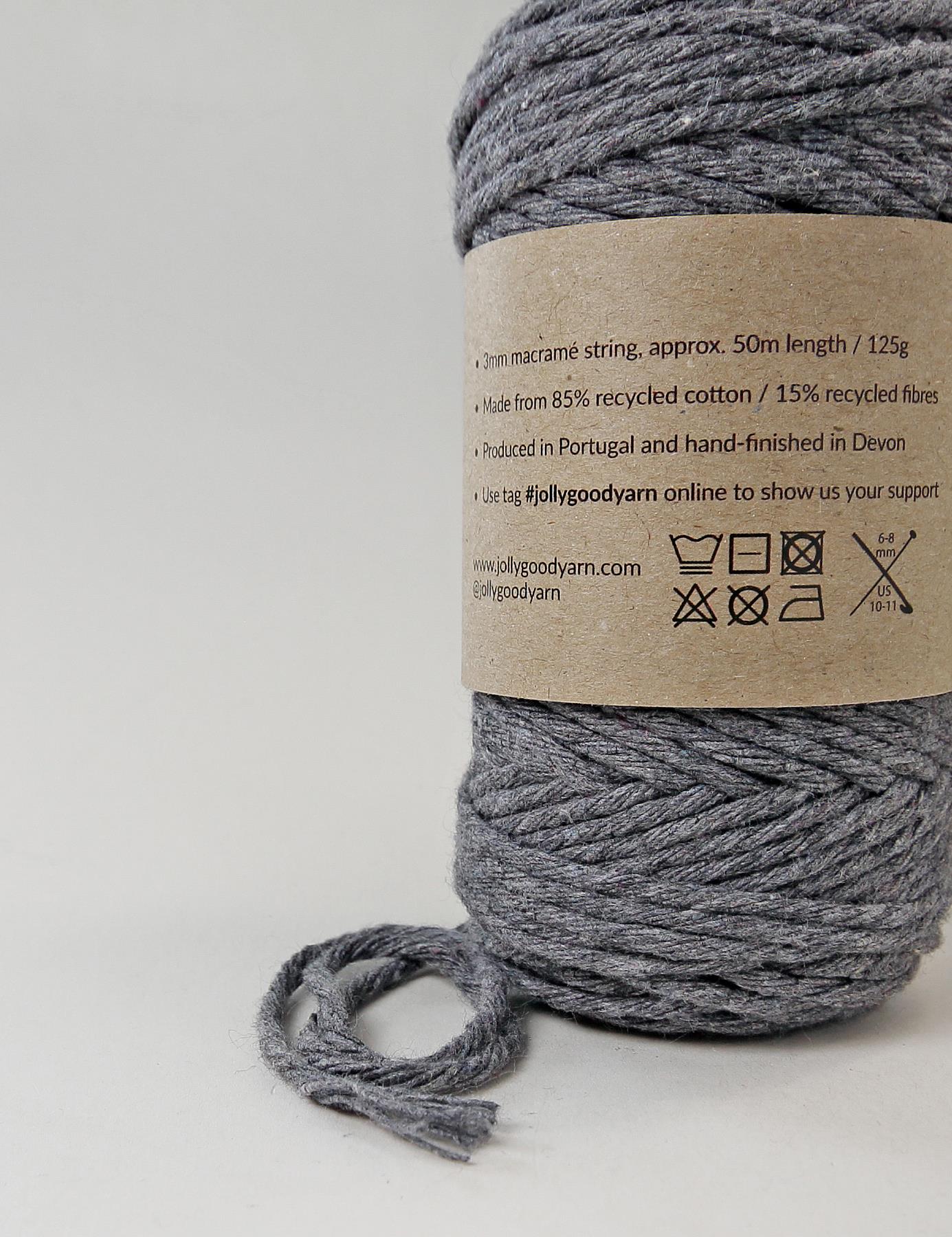 Recycled macrame string - colour grey