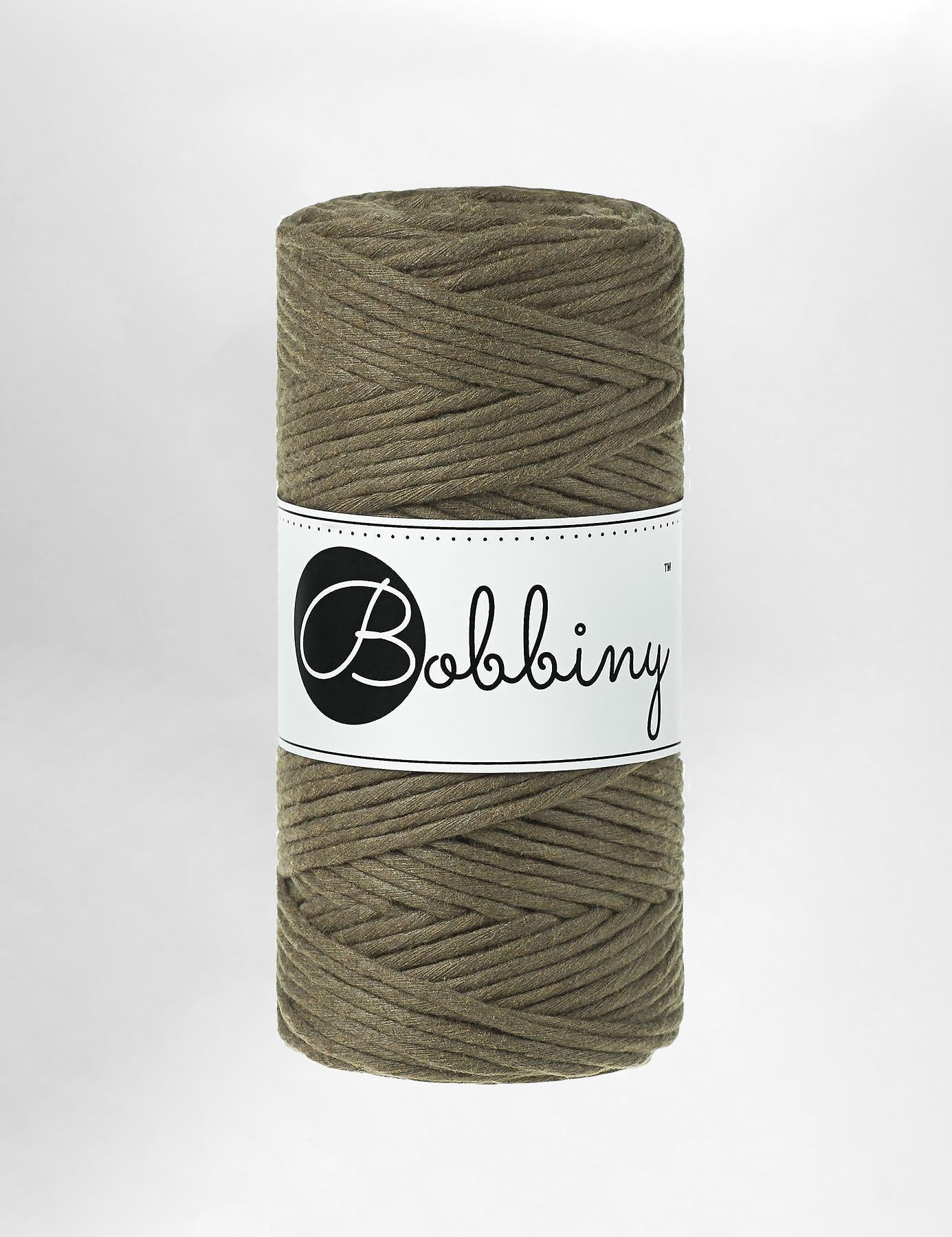 Bobbiny 3mm Avocado single twist recycled cotton macrame cord (100m)