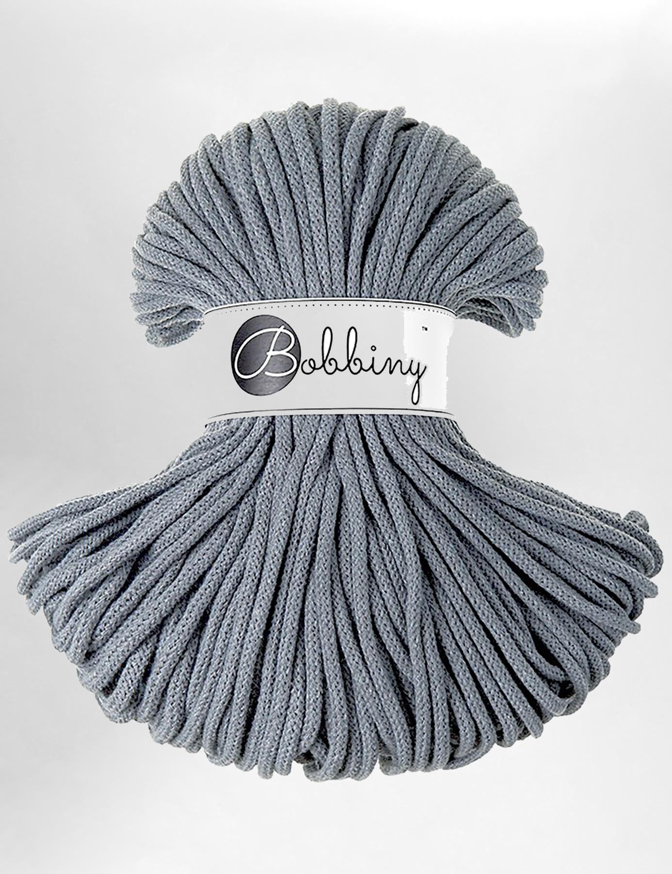 5mm Steel Grey recycled cotton macrame cord by Bobbiny (100m
