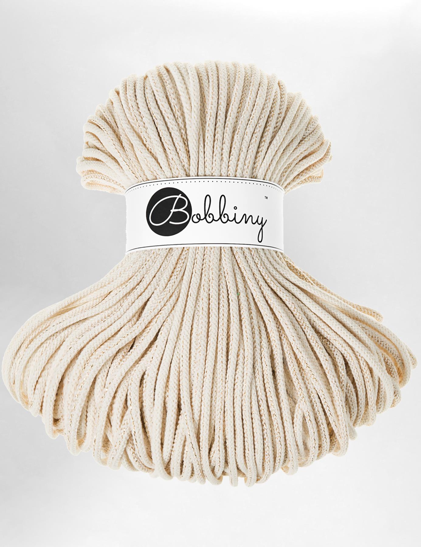 Bobbiny 5mm Golden Natural - Premium Braided Macrame Cord (100m