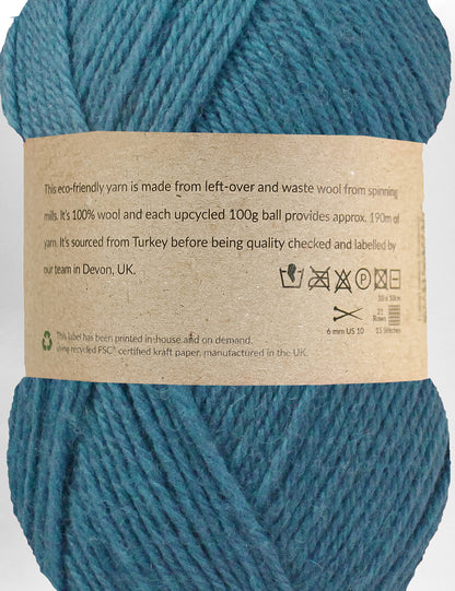 Beaford Blue 100% upcycled knitting wool (100g)