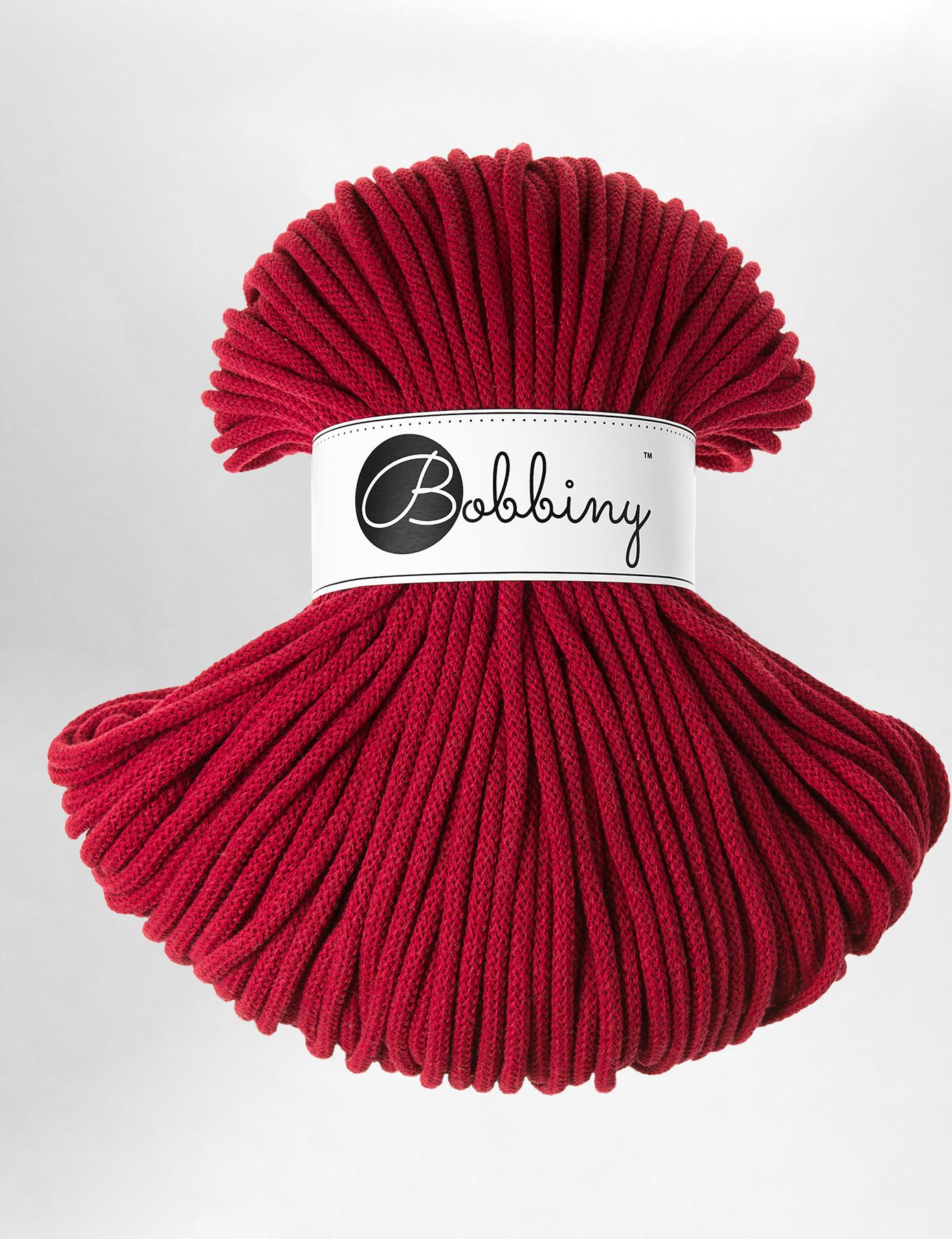 Bobbiny Wine Red 5mm Braided Macrame Cord (100m)