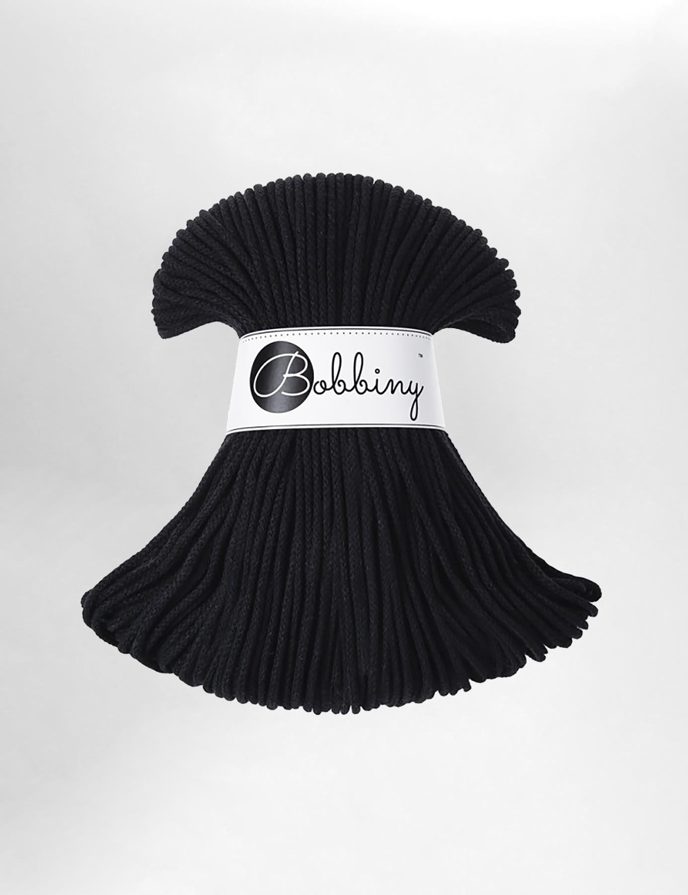 Bobbiny Black 3mm Braided Macrame Cord (100m)