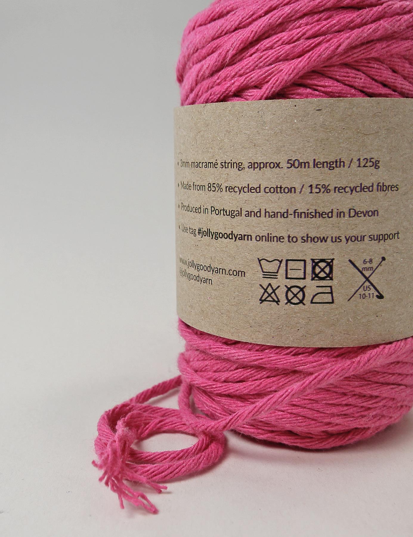 Colyton Pink 3mm Macrame Cord (125g)