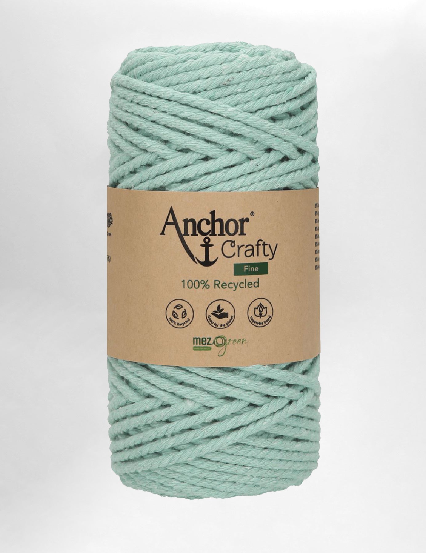 Anchor Crafty 3mm Mint Blue 3ply recycled cotton macrame cord (65m) – Jolly  Good Yarn