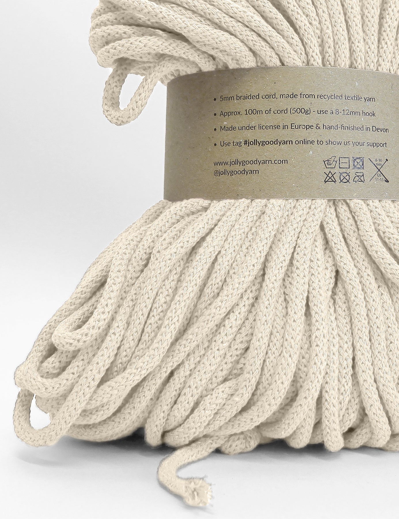 5mm Plymouth Cream recycled cotton macrame cord