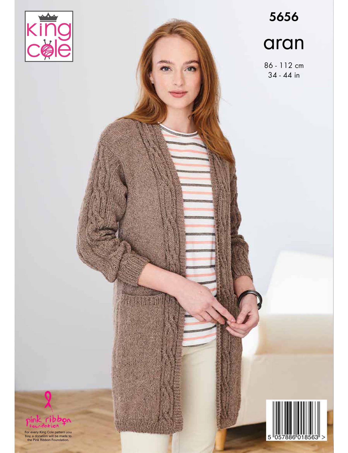 Waistcoat & jacket aran knitting pattern (5656) by King Cole