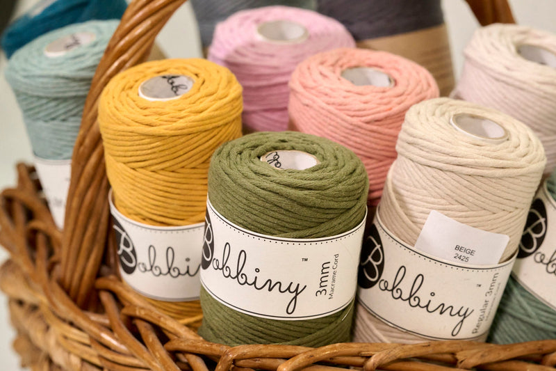 Bobbiny recycled macrame cord in multiple colours