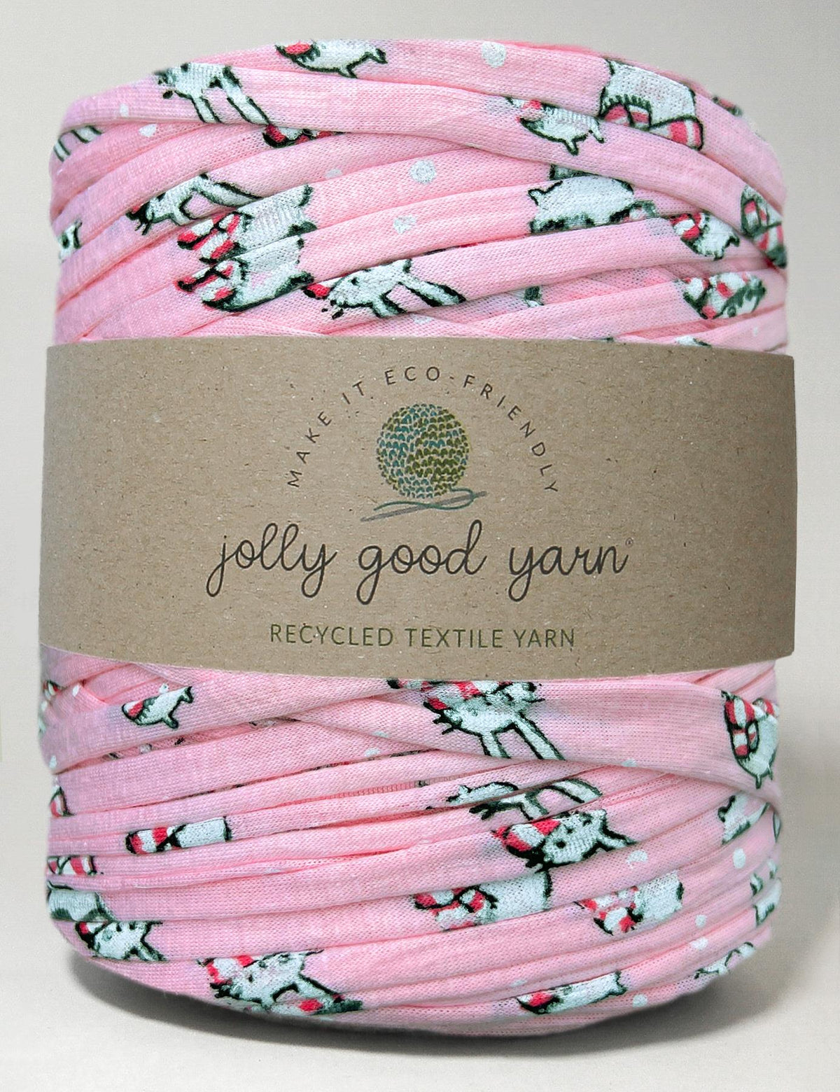 Pink bunny patterned t-shirt yarn (100-120m)