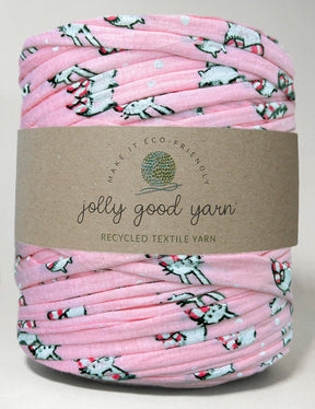 Pink bunny patterned t-shirt yarn (100-120m)