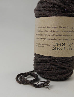 3mm Dartmouth Brown Macrame String (125g) - Recycled Cotton Single Twist