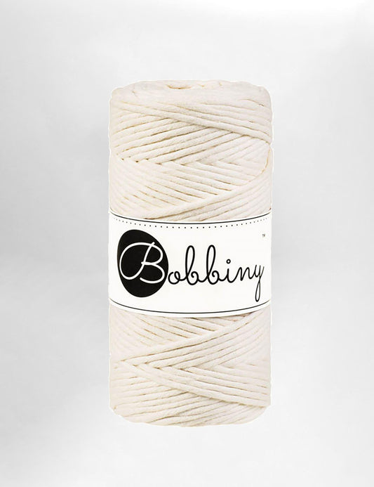 Bobbiny 3mm Natural single twist recycled cotton macrame cord (100m)