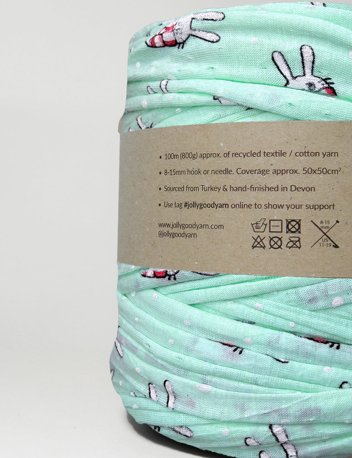 Mint bunny patterned t-shirt yarn (100-120m)