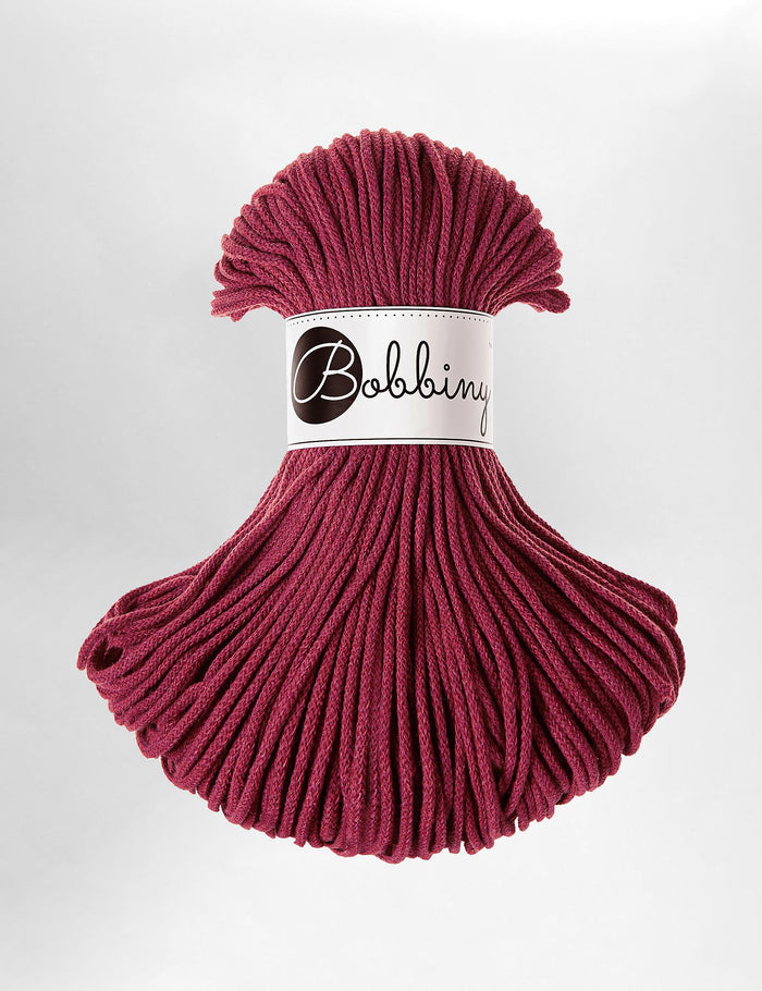 Bobbiny Wine Red 3mm Braided Macrame Cord (100m)