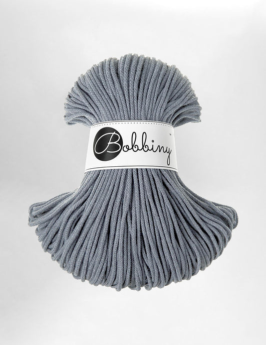 3mm Steel grey recycled cotton macrame cord by Bobbiny (100m)