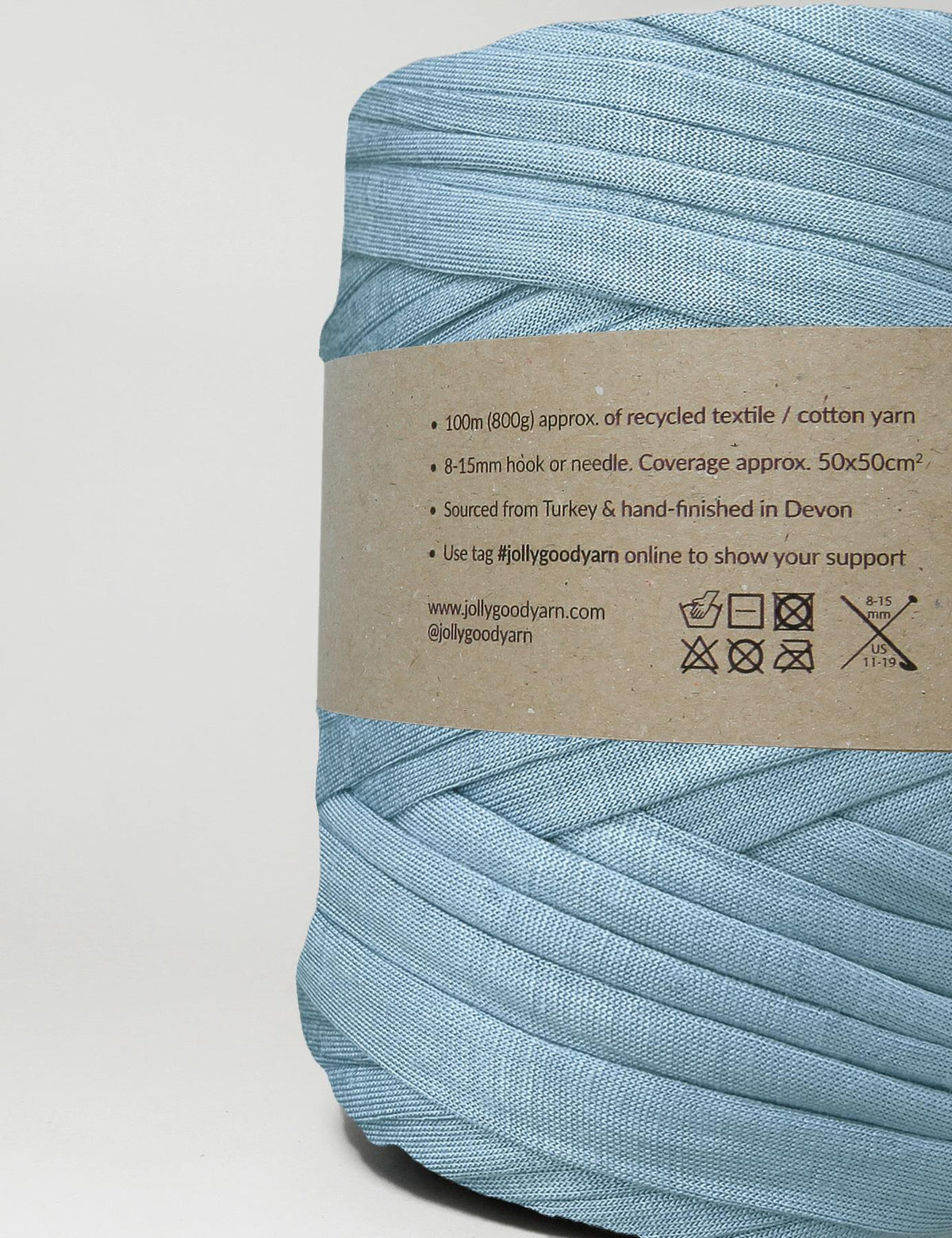Muted glossy sky blue t-shirt yarn (100-120m)
