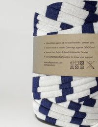 Recycled textile yarn - colour blue-white
