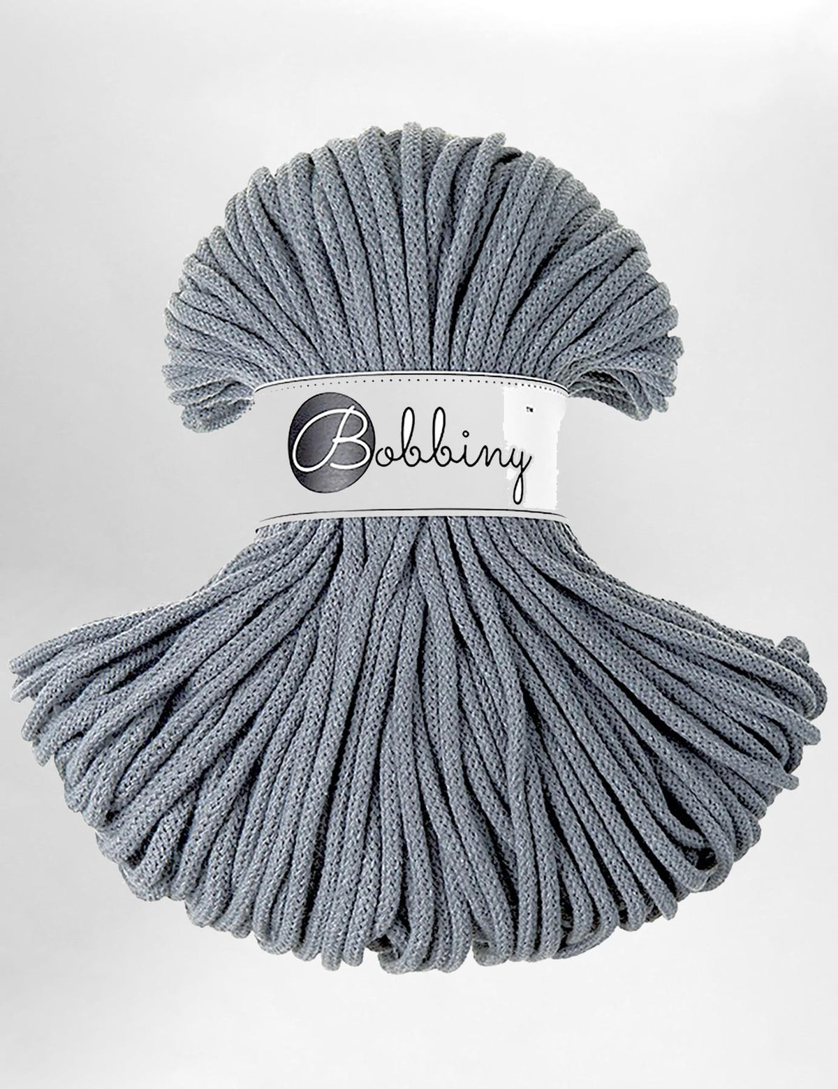 5mm Steel grey recycled cotton macrame cord by Bobbiny (100m)