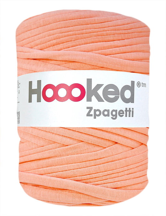 Bright salmon pink t-shirt yarn by Hoooked Zpagetti (100-120m)