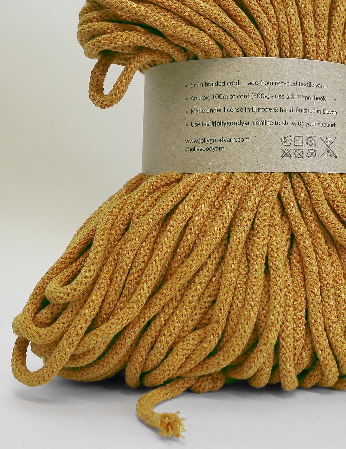5mm Honiton Yellow recycled cotton macrame cord