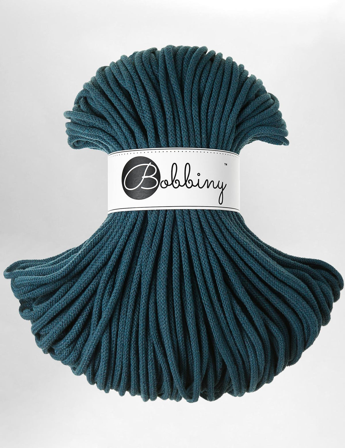 5mm Peacock blue recycled cotton macrame cord by Bobbiny (100m)