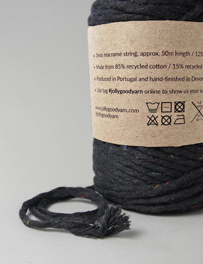 Clovelly Charcoal 3mm Macrame Cord (125g)