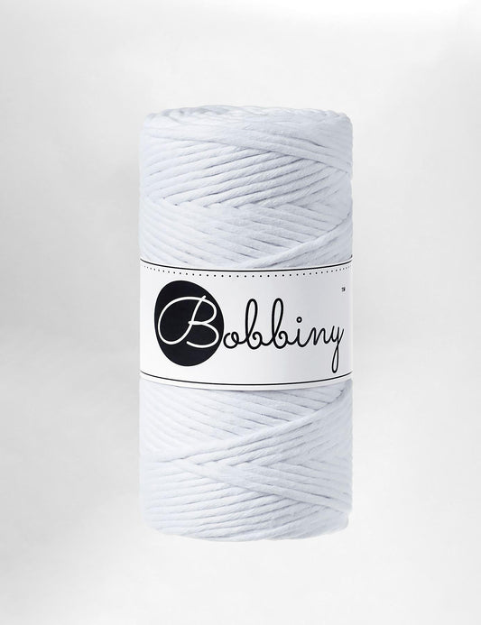 Bobbiny 3mm White single twist recycled cotton macrame cord (100m)