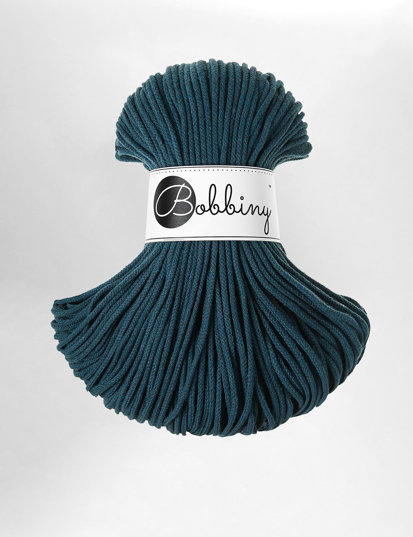 3mm Peacock blue recycled cotton macrame cord by Bobbiny (100m)