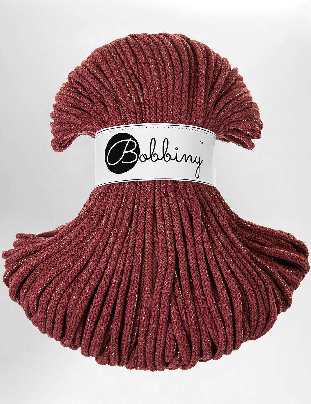 5mm Golden Wine Red recycled cotton macrame cord by Bobbiny (100m)
