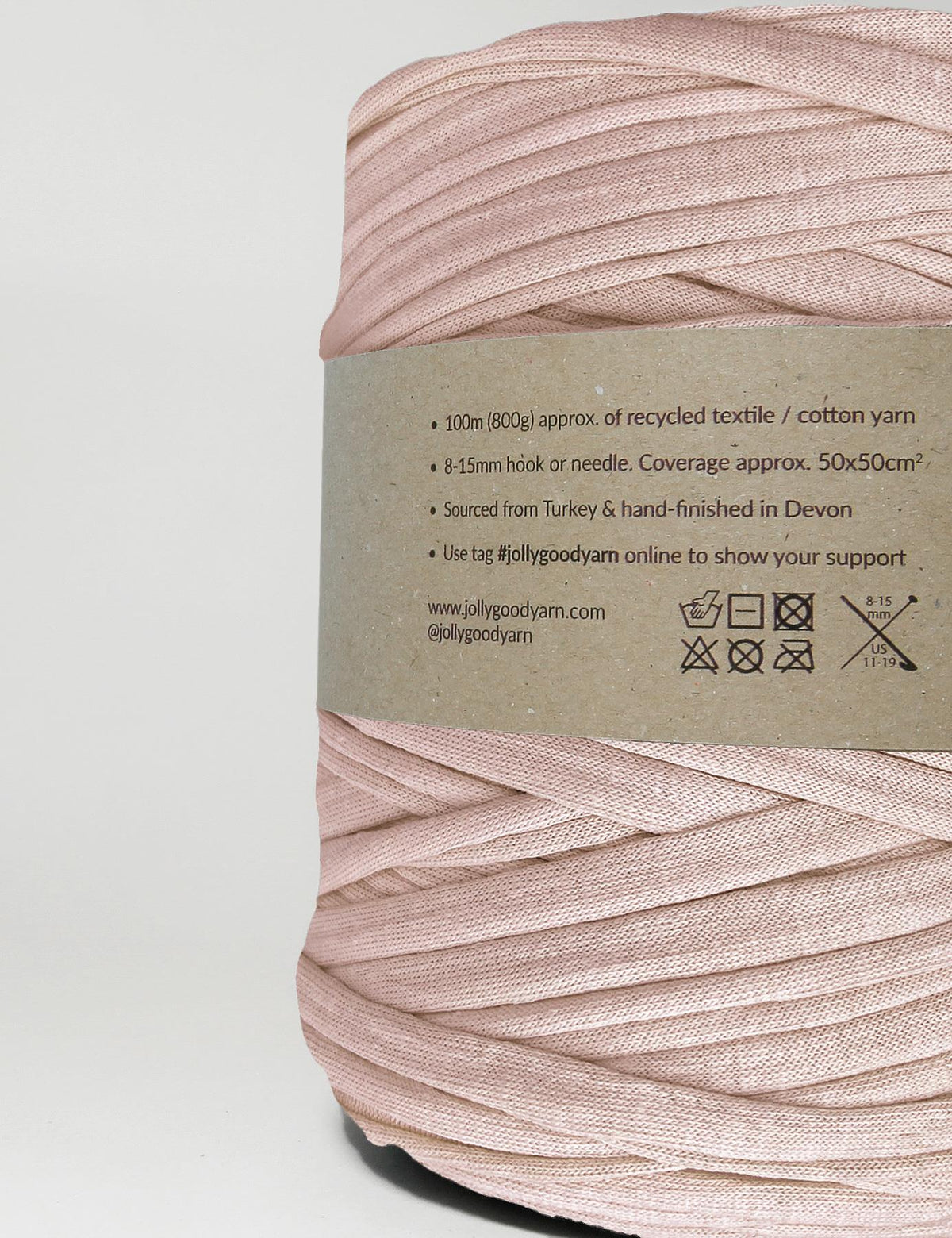 Muted pastel pink t-shirt yarn (100-120m)