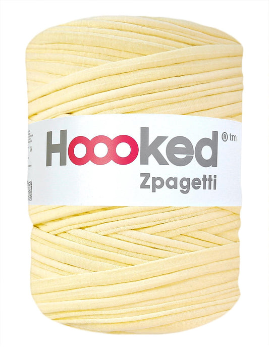 Very pale yellow t-shirt yarn by Hoooked Zpagetti (100-120m)