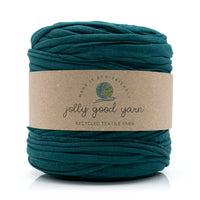 Emerald Green skein of yarn with a 'jolly good yarn' label on a white background