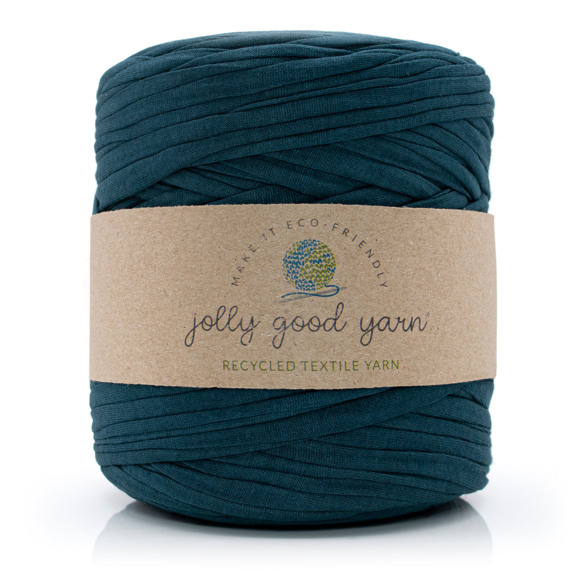 Green-Blue skein of yarn with a 'jolly good yarn' label on a white background