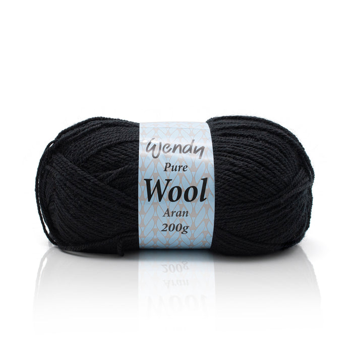 Black yarn ball with a label on a white background
