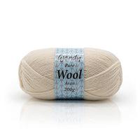 Wendy Wool Pure Aran 200g Snowy Owl colour. 