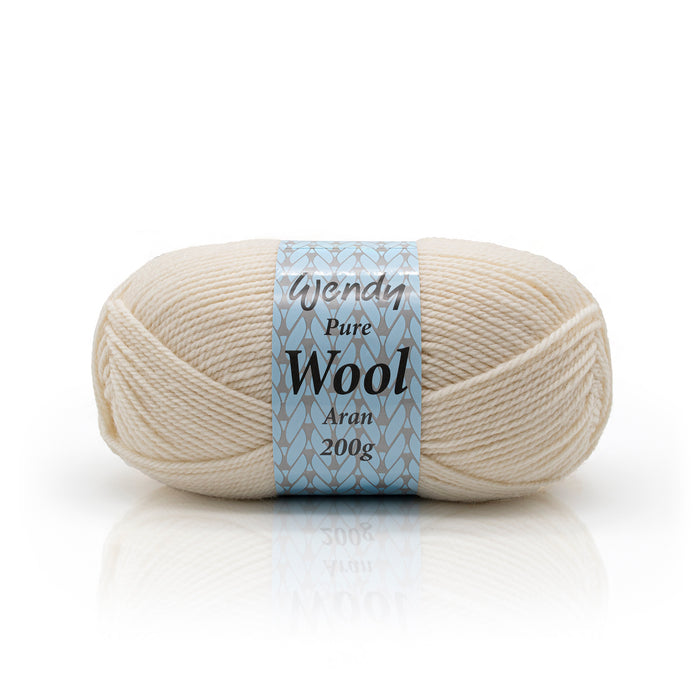 Wendy Wool Pure Aran 200g Snowy Owl colour. 