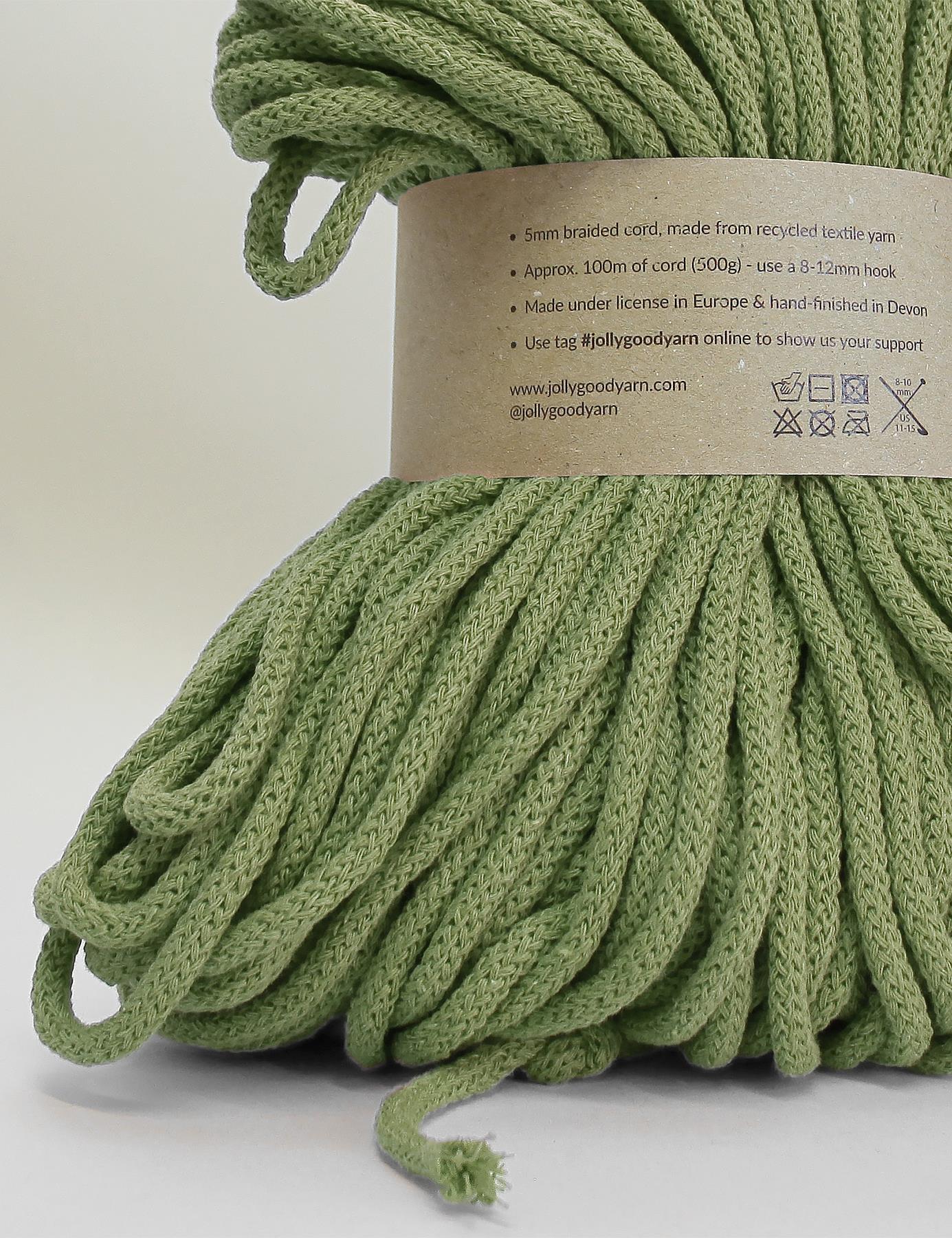 5mm Buckfast Green recycled cotton macrame cord