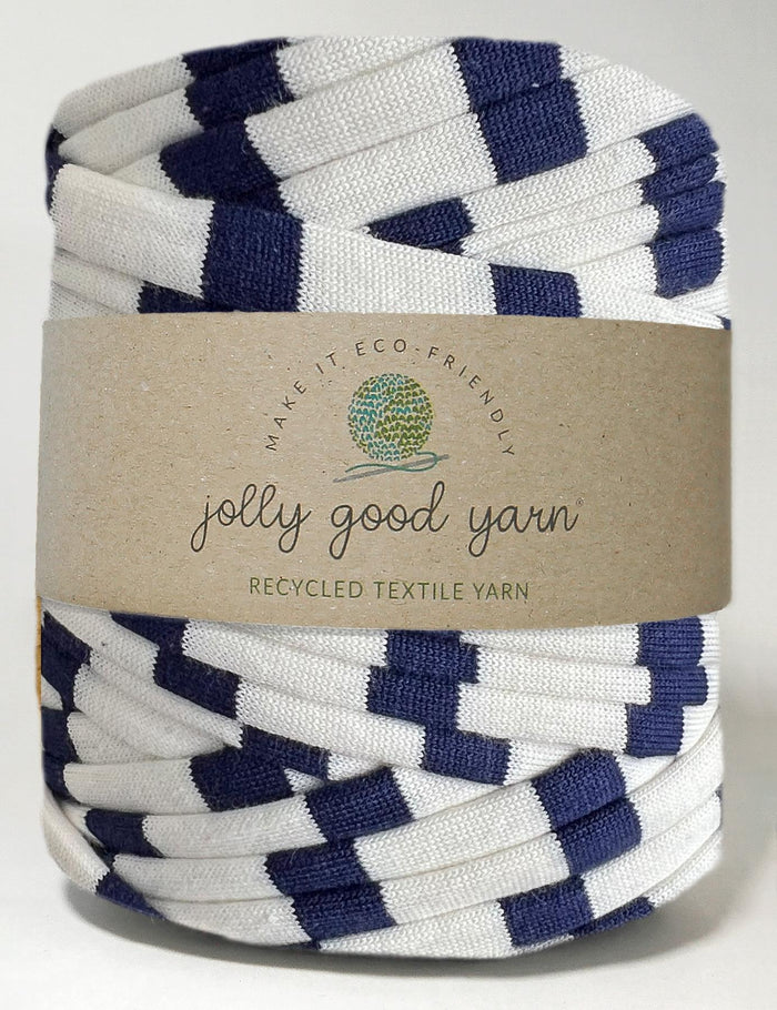 Recycled textile yarn - colour blue-white