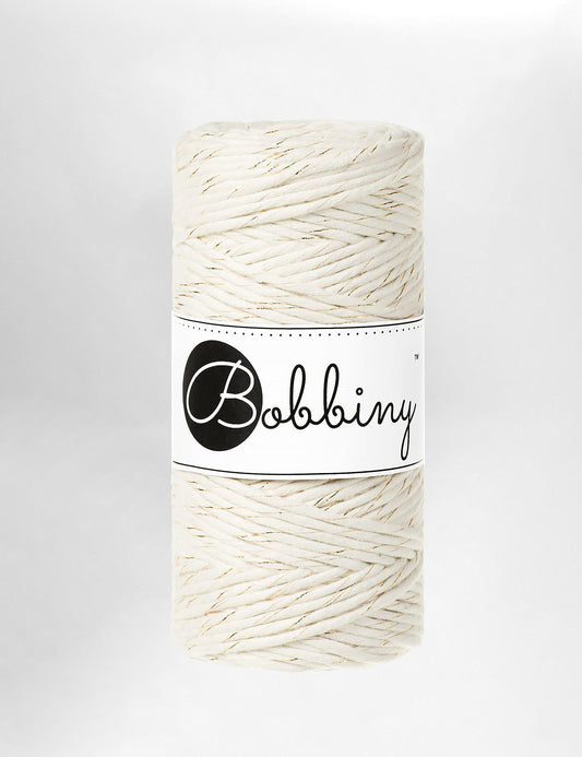 Bobbiny 3mm Golden Natural single twist recycled cotton macrame cord (100m)