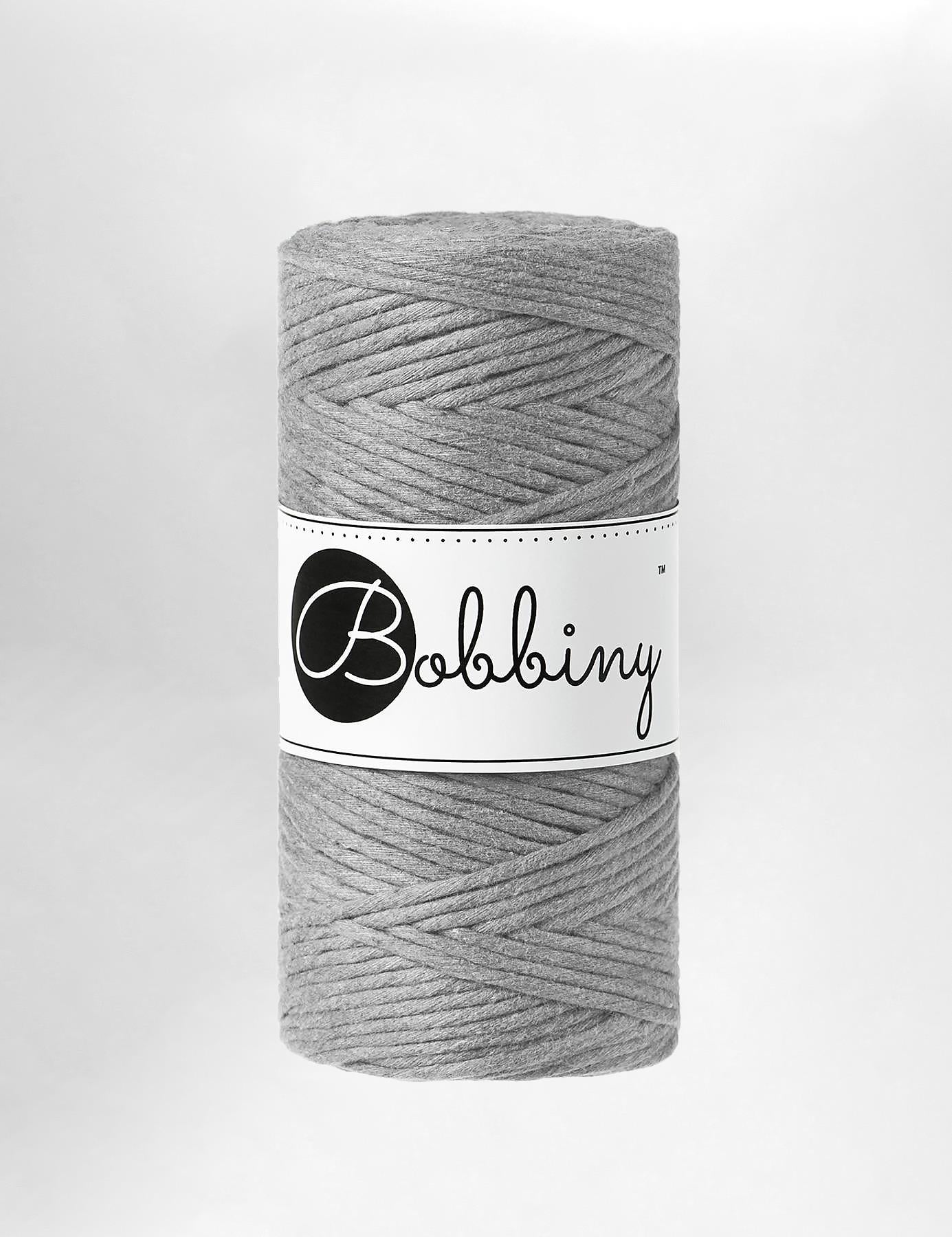 Bobbiny 3mm Steel Grey single twist recycled cotton macrame cord (100m)