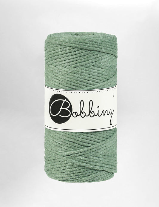 Bobbiny 3mm Eucalyptus Green single twist recycled cotton macrame cord (100m)