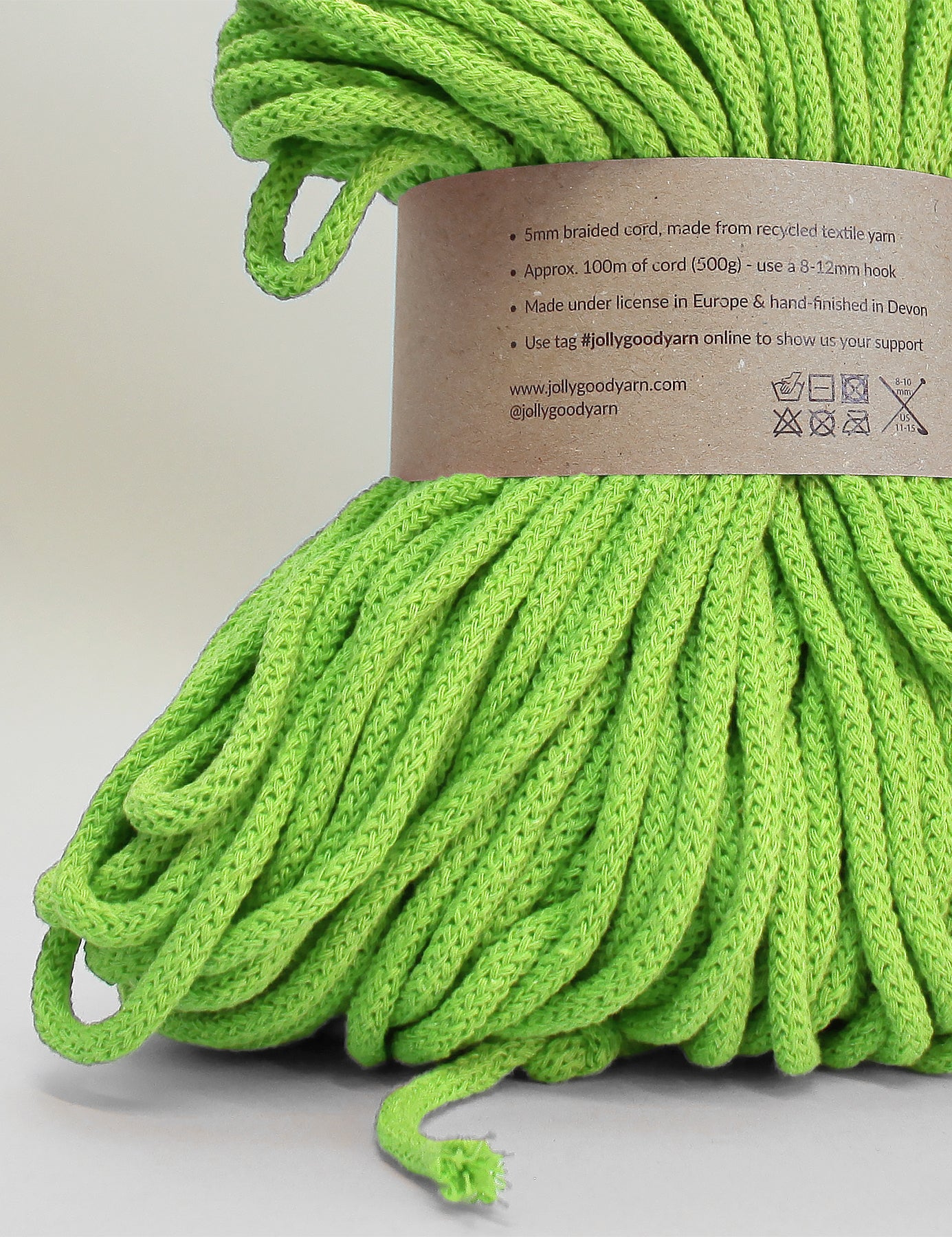 5mm Bicton Green recycled cotton macrame cord