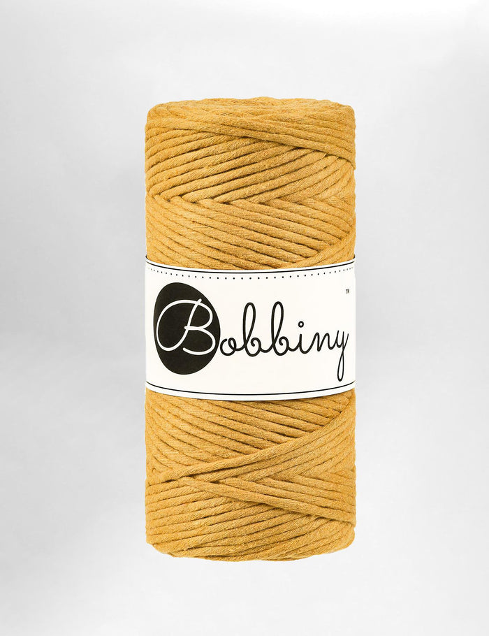 Bobbiny 3mm Mustard single twist recycled cotton macrame cord (100m)
