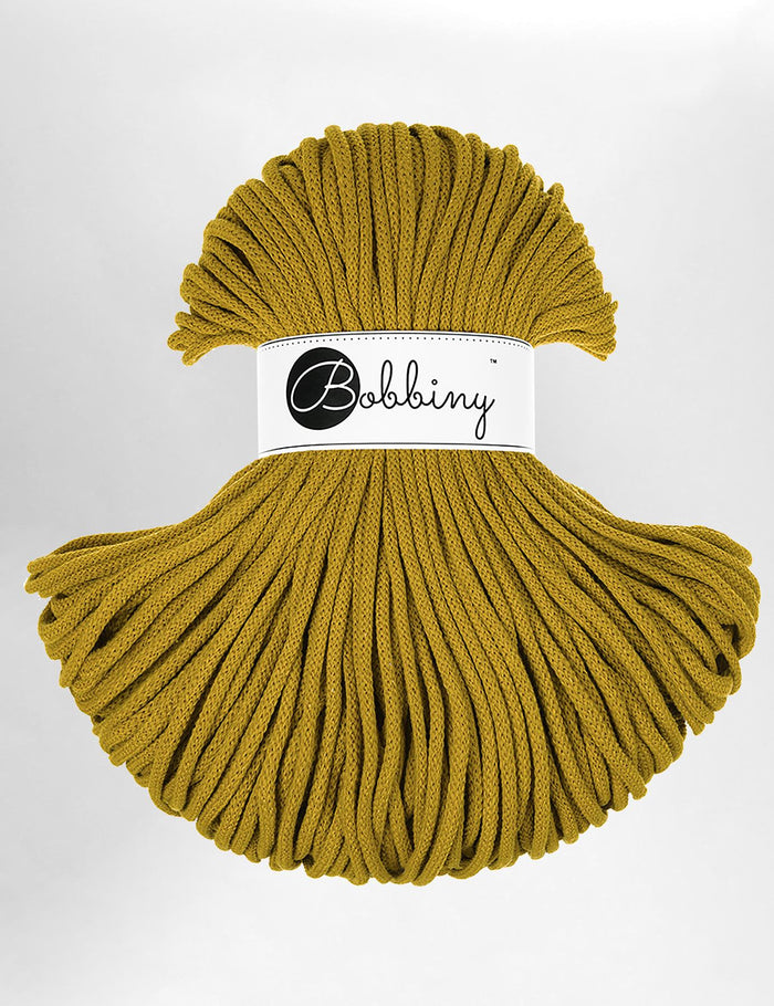 Bobbiny Spicy Yellow 5mm Braided Macrame Cord (100m)