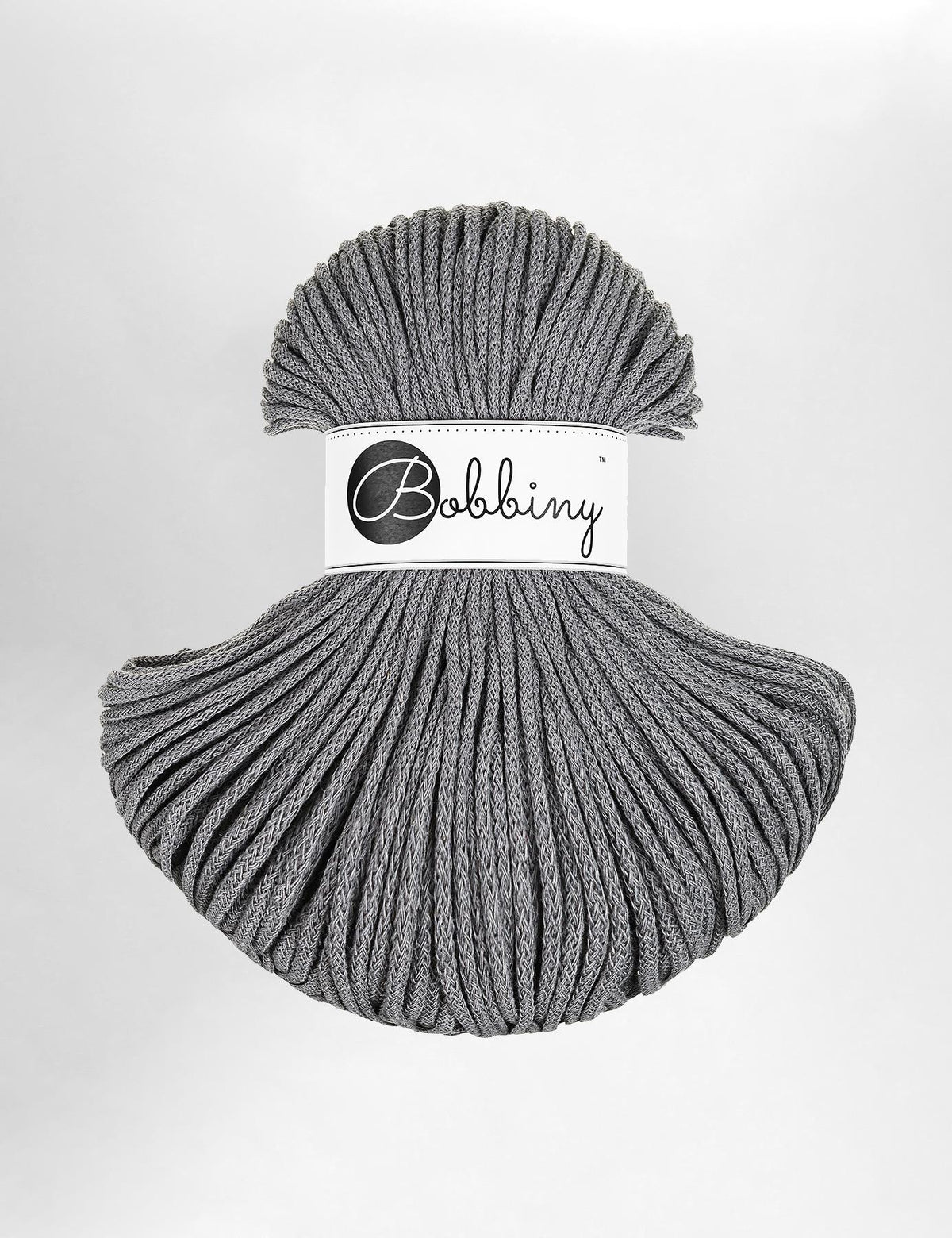 3mm Stone Grey recycled cotton macrame cord by Bobbiny (100m)