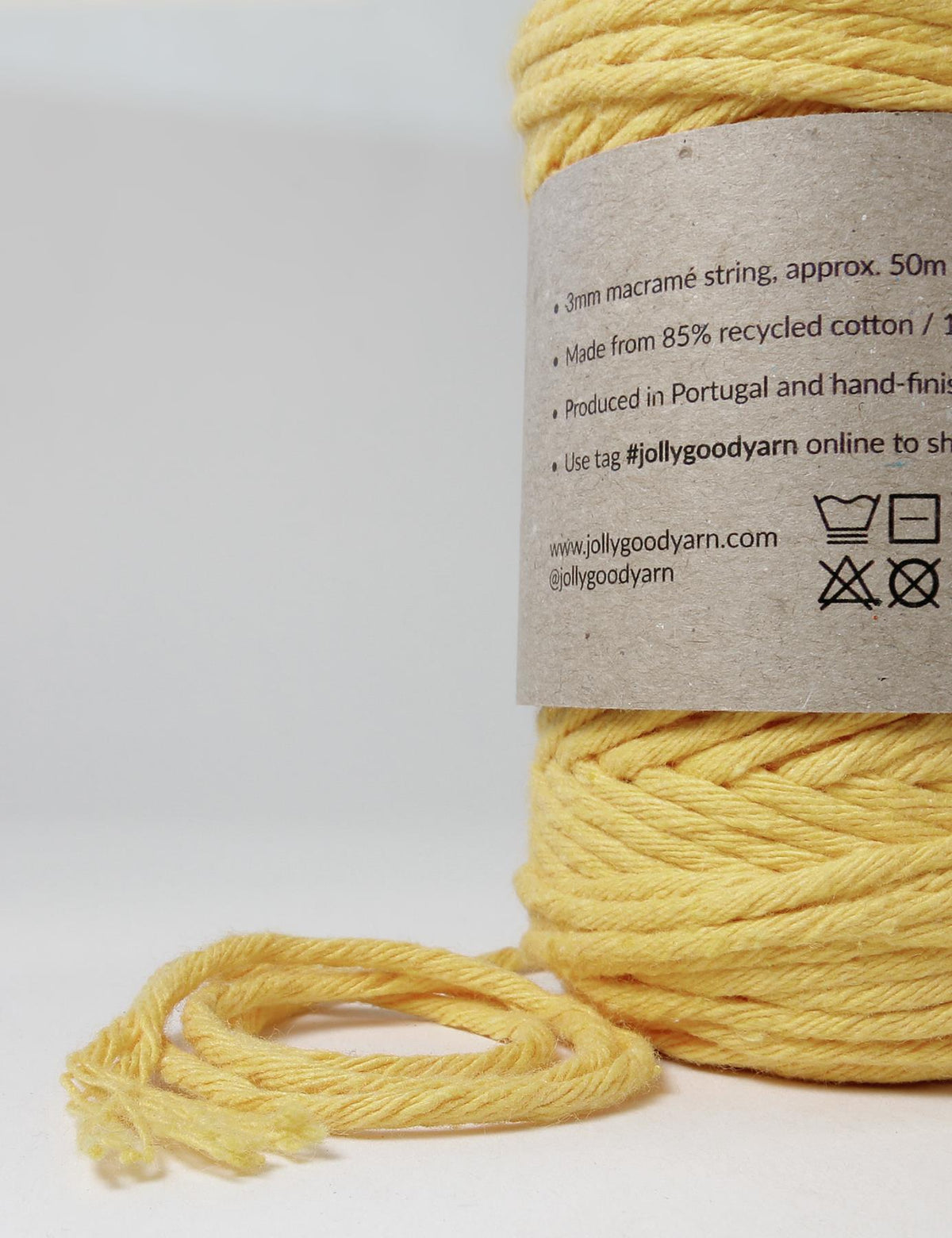 Recycled macrame string - colour yellow