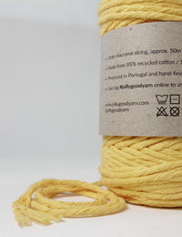 Recycled macrame string - colour yellow