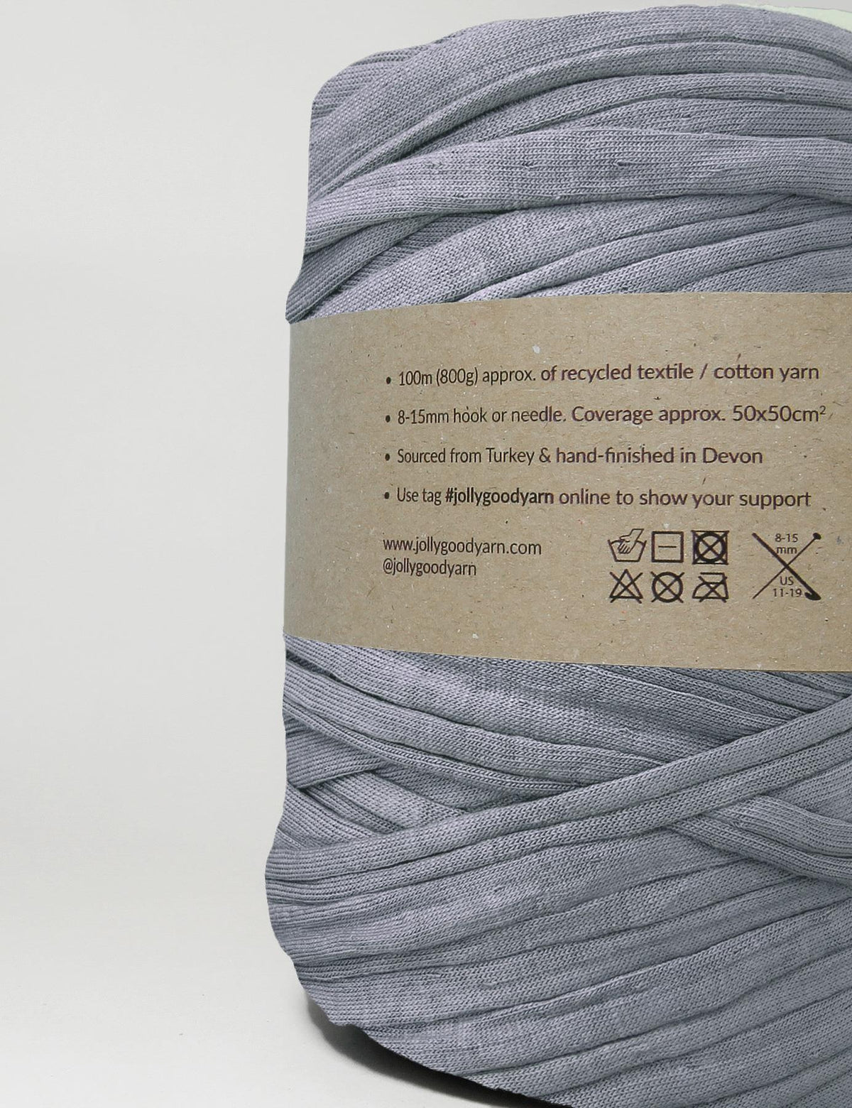 Glossy moon grey t-shirt yarn (100-120m)